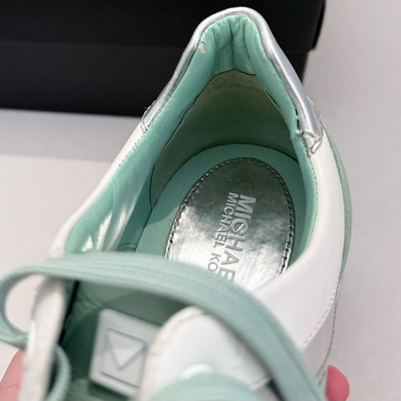 MICHAEL KORS Billie Trainer Sneakers in Pale Jade Diamond Lasered Leather - Picture 13 of 16